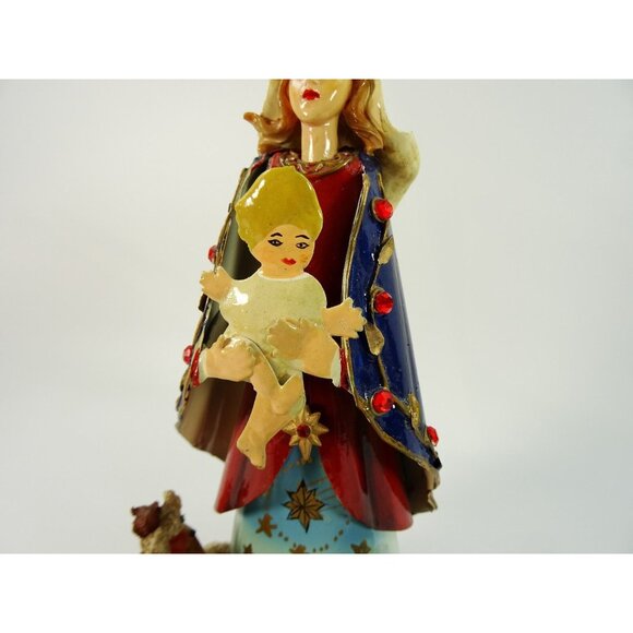 Nativity Statue Candle Holder Metalwork and Resin Virgin Mary Christmas Manger - Picture 4 of 15